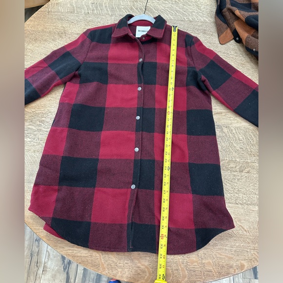 BB Dakota Anthropologie Eldridge Buffalo Plaid Jacket Shacket Dark Red Large - Picture 13 of 16